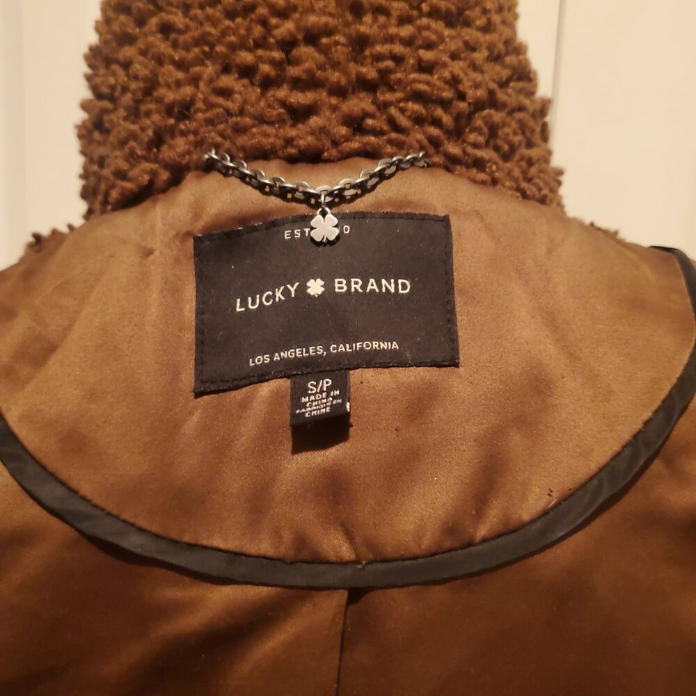 Lucky Brand Missy Faux Shearling Coat In Pecan - Picture 6 of 6
